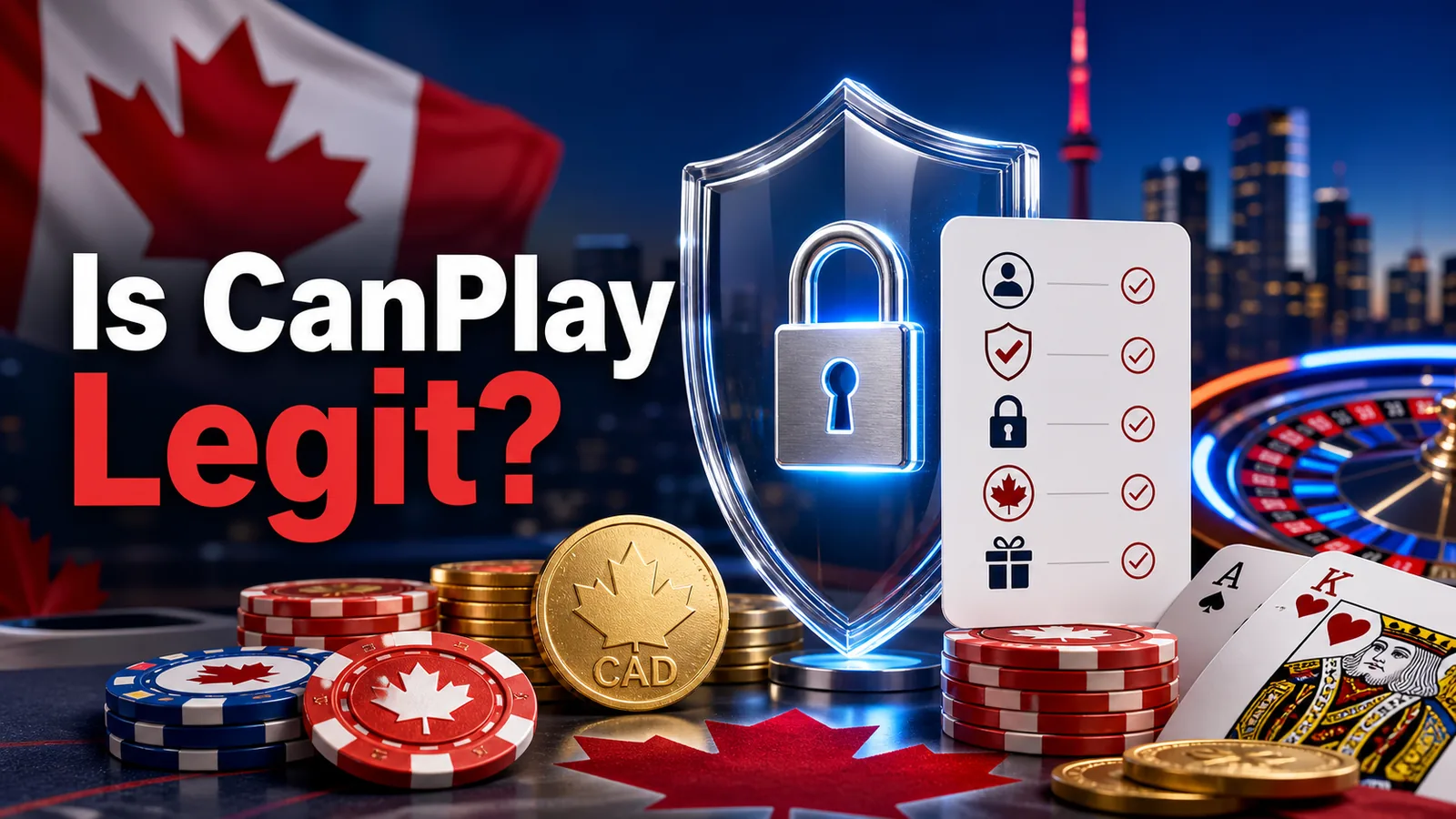Shield, maple leaf, responsible gambling checklist