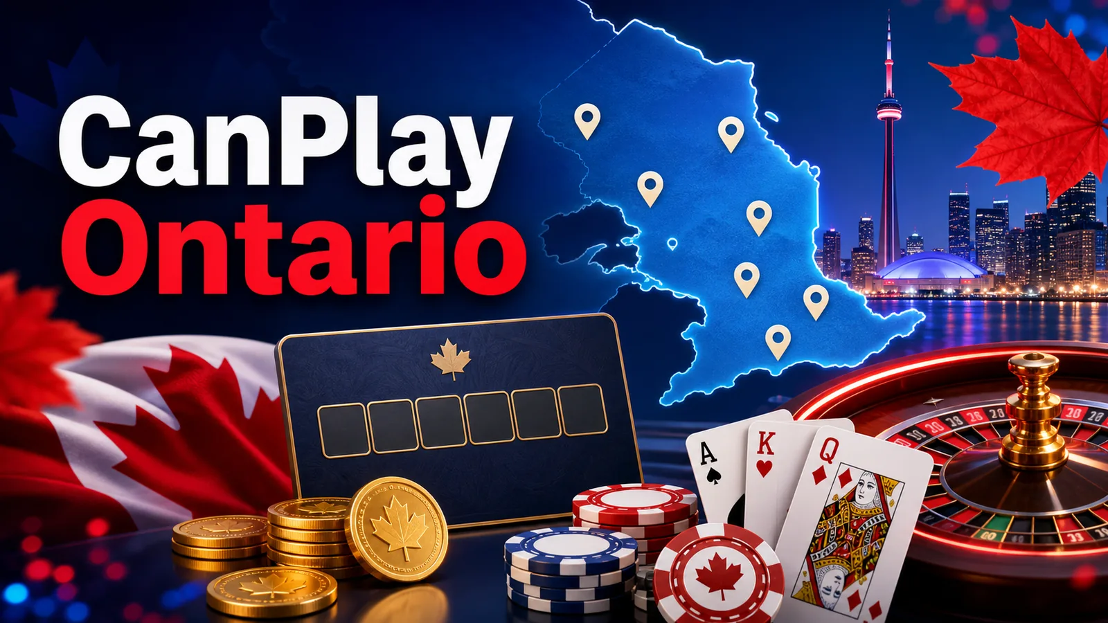 Ontario map highlight with casino code card